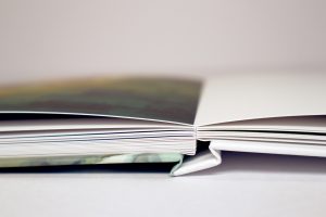 Close up view of "Surveillance" book binding
